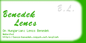 benedek lencs business card